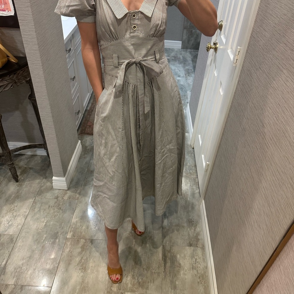 Mayle Gray Striped Midi Dress